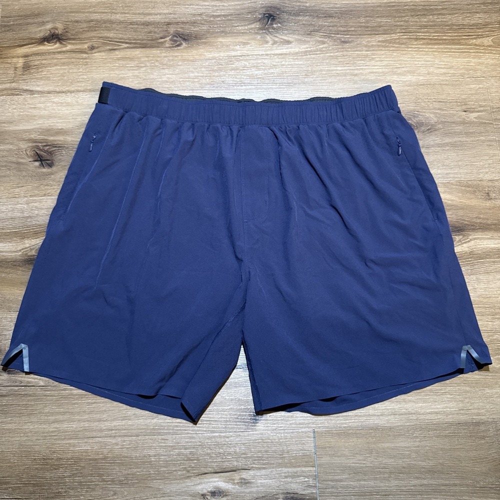 Rhone Shorts Mens 2XL Navy Blue Swift Lined Athletic 7" Stretch Gym Training Zip